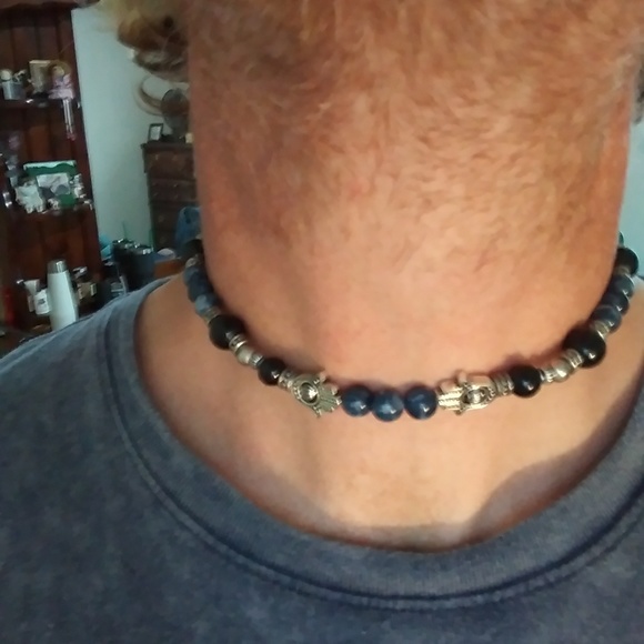Obsidian/ Blue Agate Hamsa Necklace/ Bracelet - Picture 7 of 7